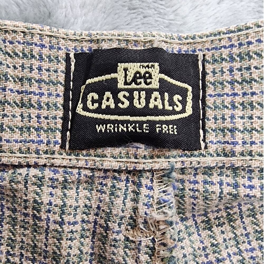 Vintage Lee Casuals Pants Womens 14* Gray Plaid High Rise Pleated Tapered Preppy - Picture 7 of 14